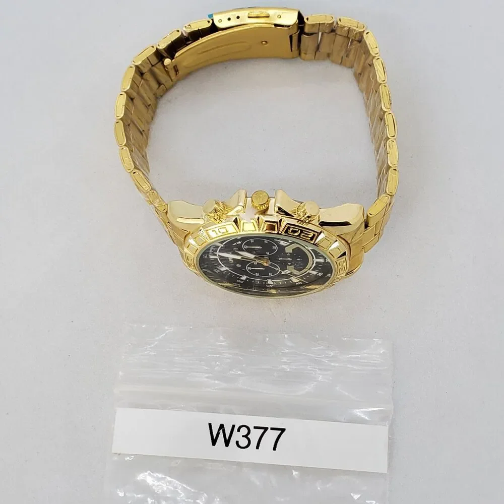 Men's Watch 44MM Gold Case Black Dial Date Indicator Gold Bracelet 8